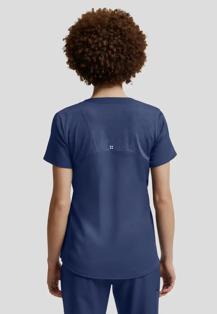 Vibe 2-Pocket V-Neck Scrub Top - Navy