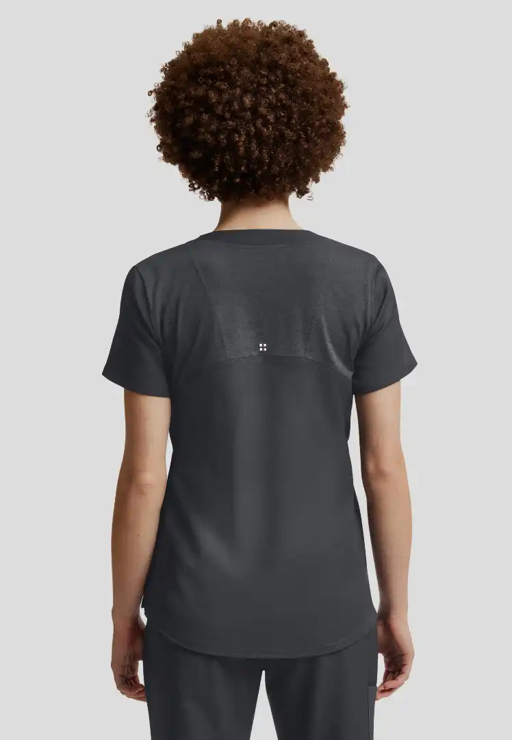 Vibe 2-Pocket V-Neck Scrub Top - Pewter