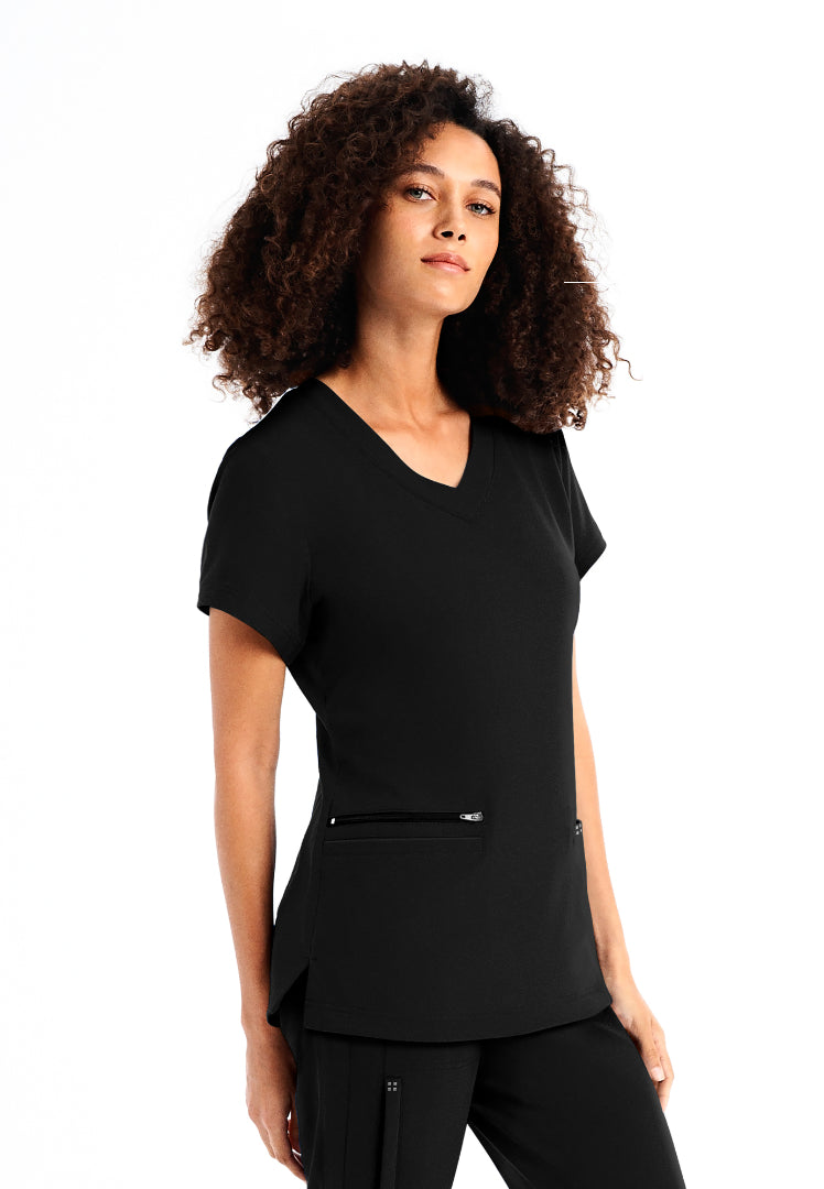 Women's 3-Pocket V-Neck Scrub Top - Black