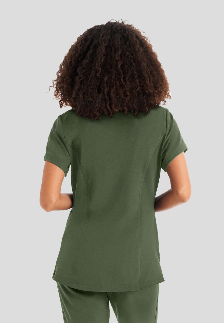 Women's 3-Pocket V-Neck Scrub Top - Olive