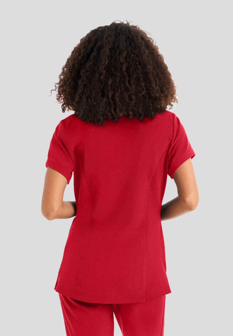 Women's 3-Pocket V-Neck Scrub Top - Racing Red