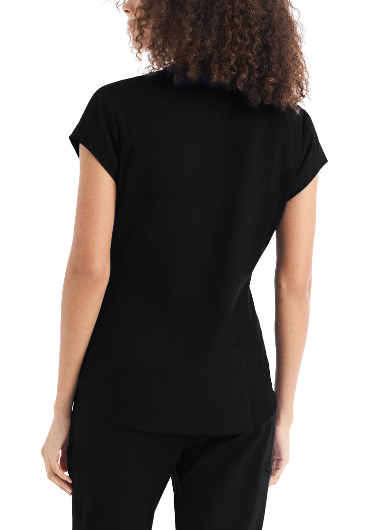 White Cross CRFT Women's 1 Pocket V-Neck Scrub Top - Black - The Uniform Store