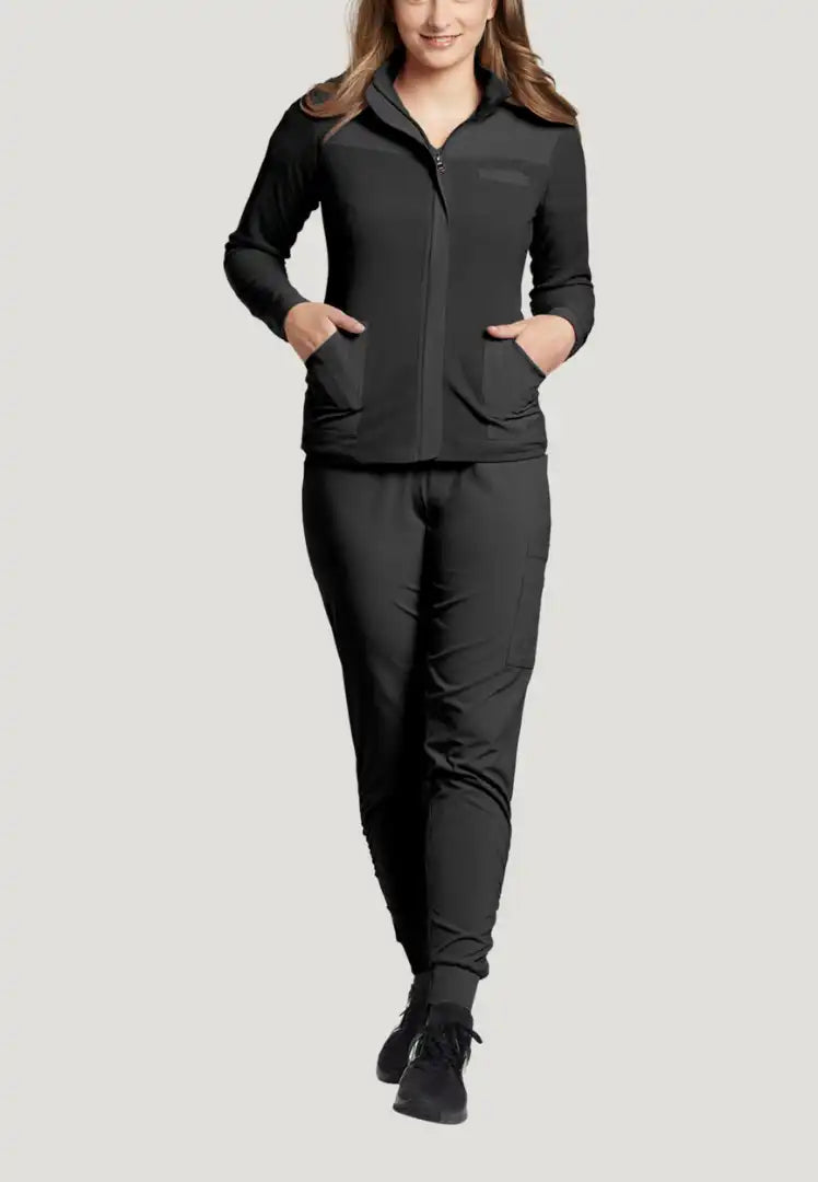 White Cross FIT Women's 3-Pocket Warm-Up Scrub Jacket - Black