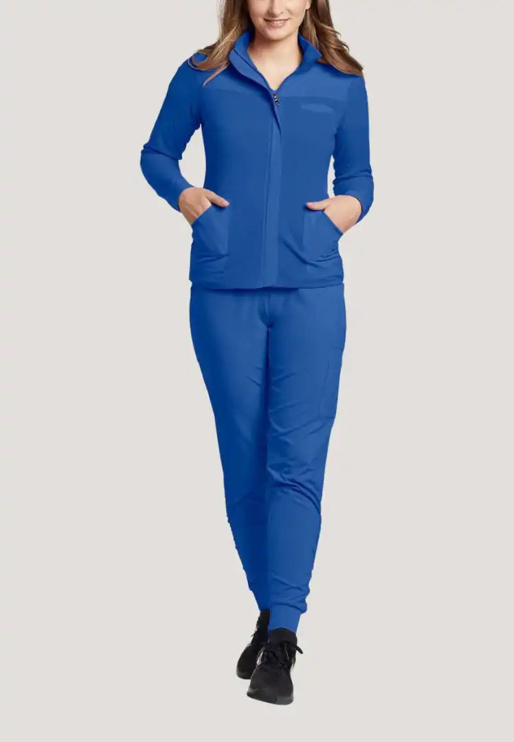 White Cross FIT Women's 3-Pocket Warm-Up Scrub Jacket - Royal Blue