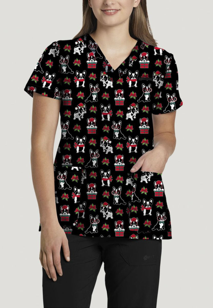 White Cross 3-Pocket V-Neck Scrub Top - Boston Holiday