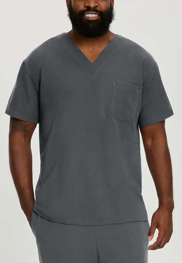 Men's 2-Pocket V-Neck Scrub Top - Dark Pewter