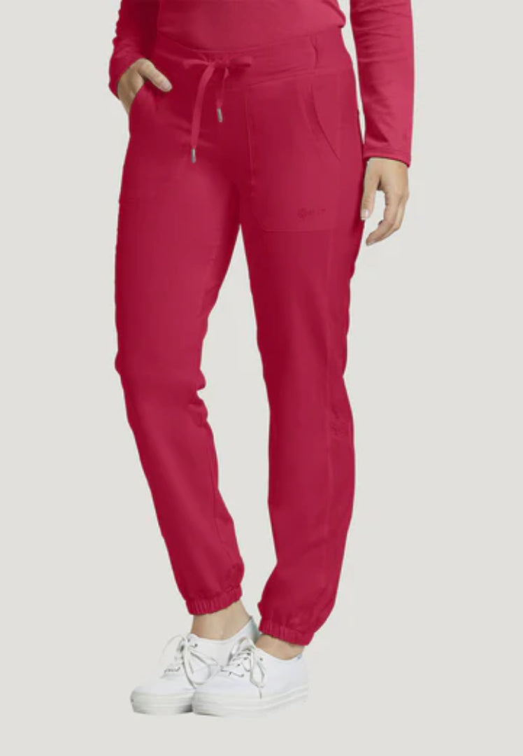 Women's 2-Pocket Jogger Scrub Pant - Scarlett Red