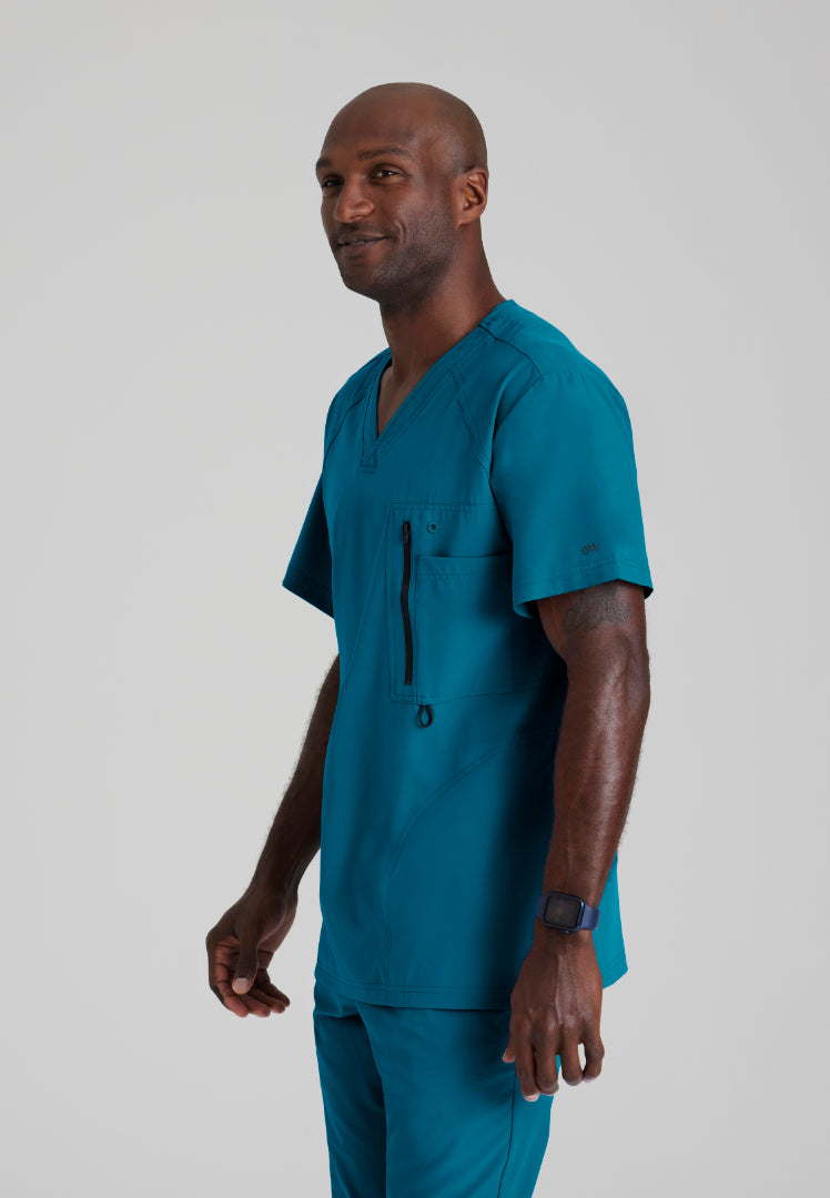 Barco One Men's Amplify 5-Pocket V-Neck Scrub Top - Bahama - The Uniform Store