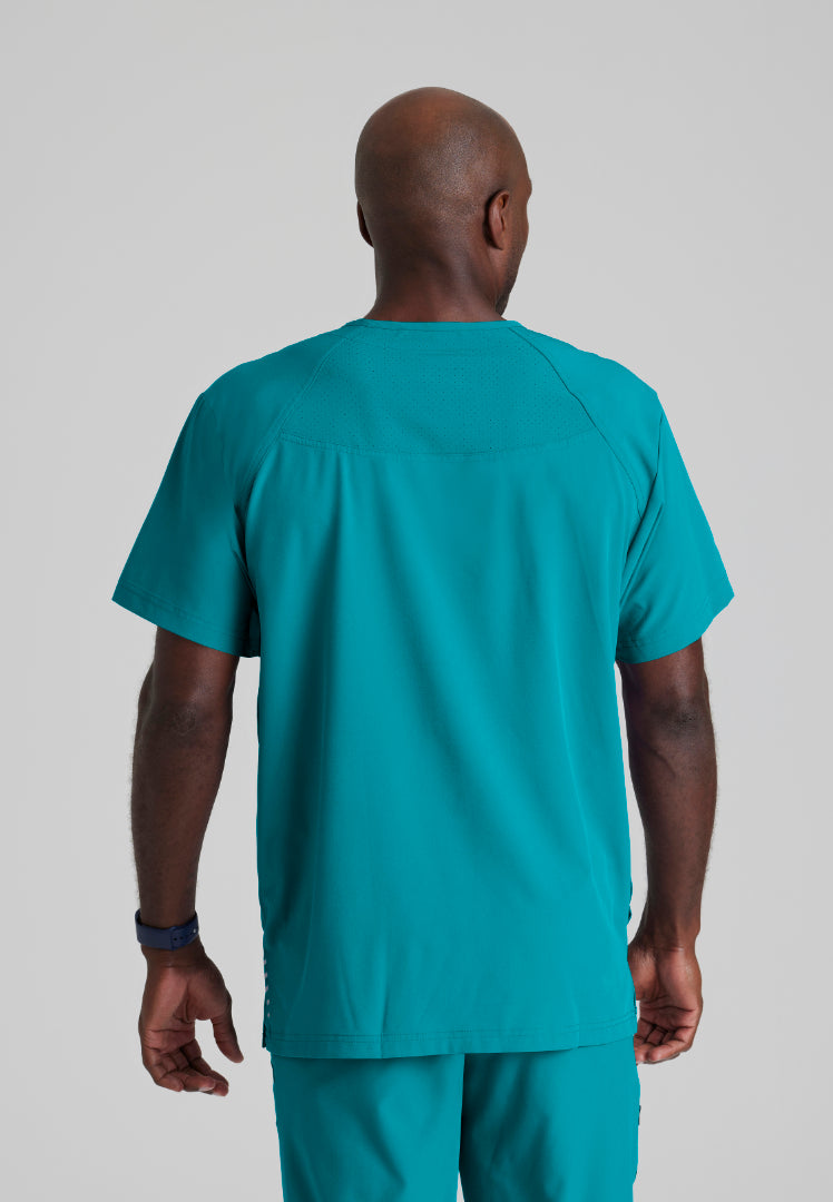 Barco One Men's Amplify 5-Pocket V-Neck Scrub Top - Teal - The Uniform Store