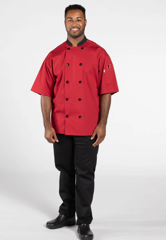 Uncommon Chef Havana Pro Vent Chef Coat - Red