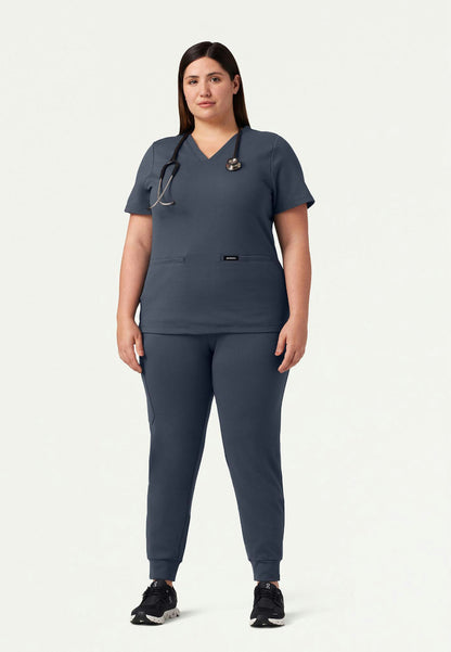 Cesi Slim UltraSOFT Scrub Top - Carbon Gray