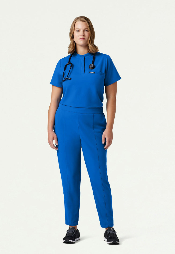 Savi Tuck-In Stand-Collar Scrub Top - Royal Blue