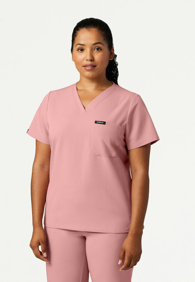 Rhena Slim Essential 1-Pocket Scrub Top - Mauve