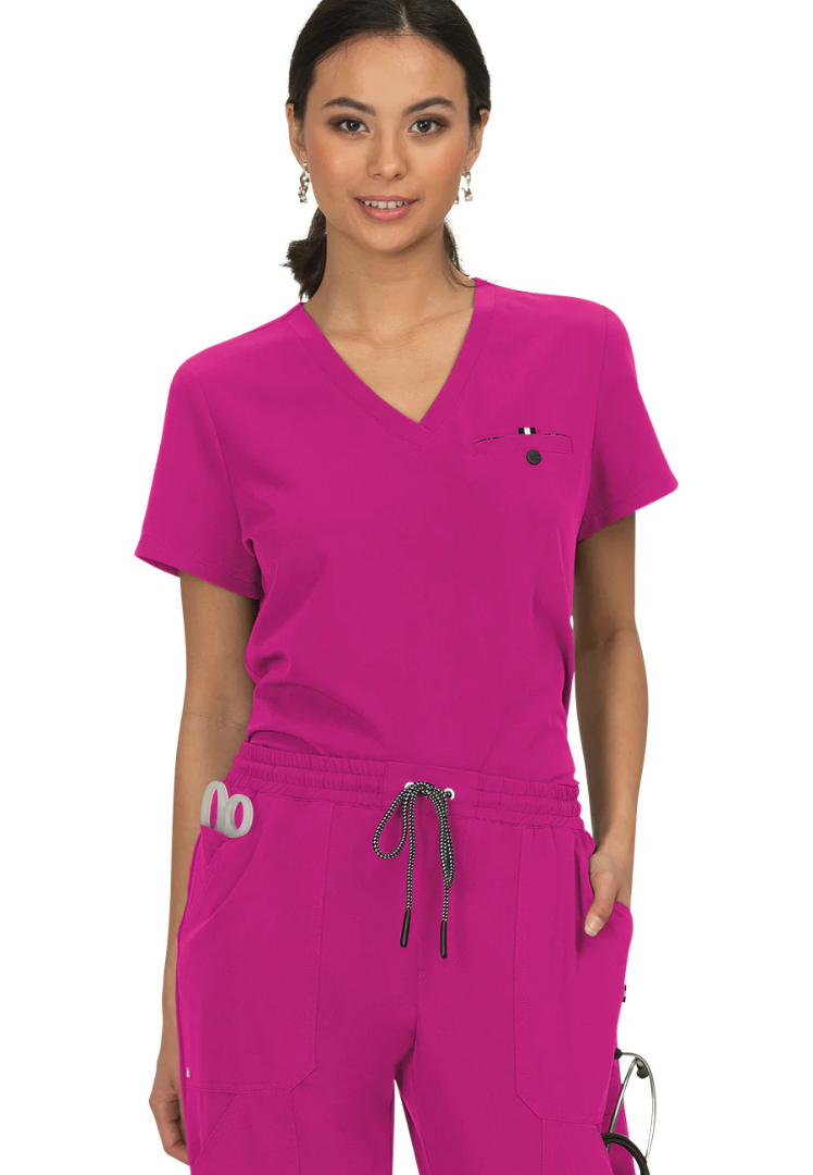 Koi Next Gen Women's 1-Pocket Tuck-In Scrub Top - Azalea Pink