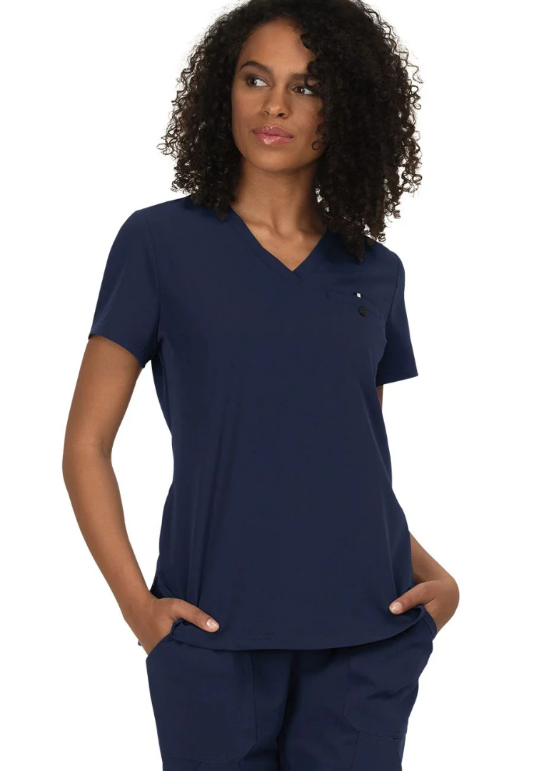 Koi Next Gen Women's 1-Pocket Tuck-In Scrub Top - Navy