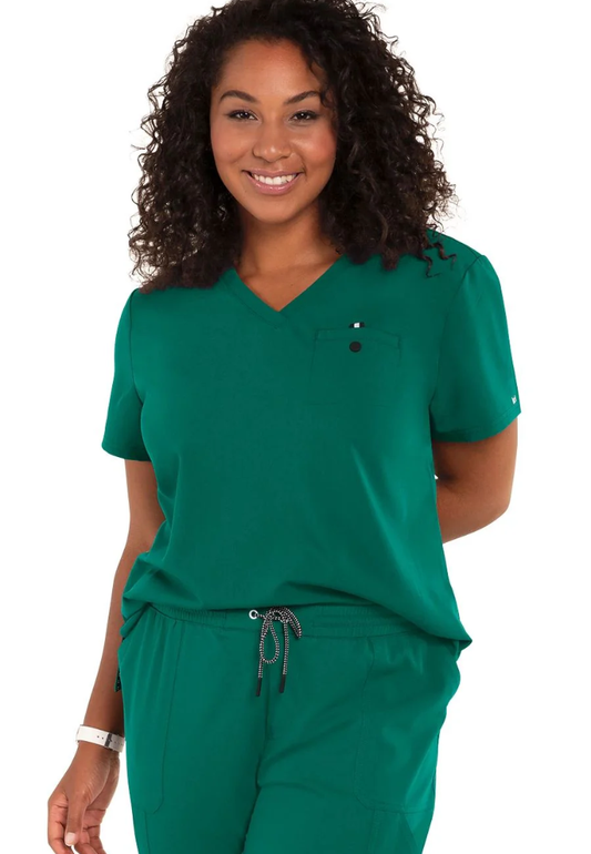 Koi Next Gen Women's 1-Pocket Tuck-In Scrub Top - Hunter