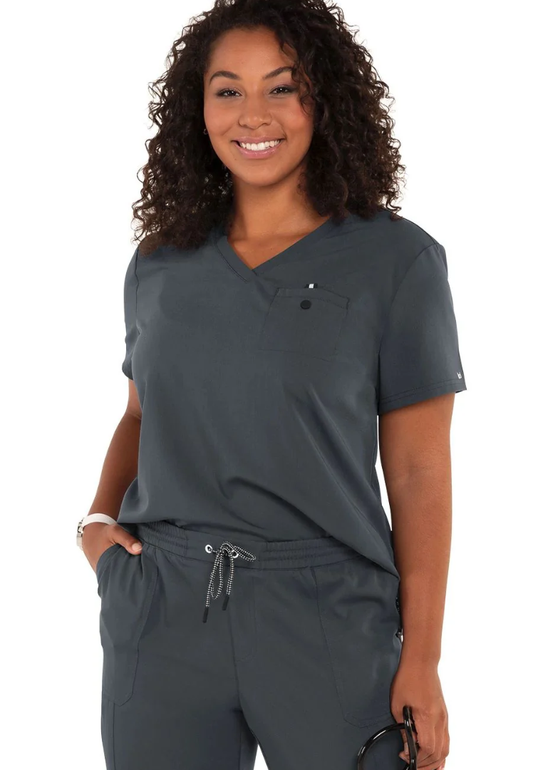 Koi Next Gen Women's 1-Pocket Tuck-In Scrub Top - Charcoal