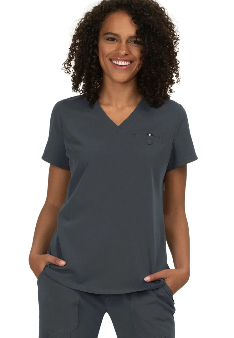 Koi Next Gen Women's 1-Pocket Tuck-In Scrub Top - Charcoal