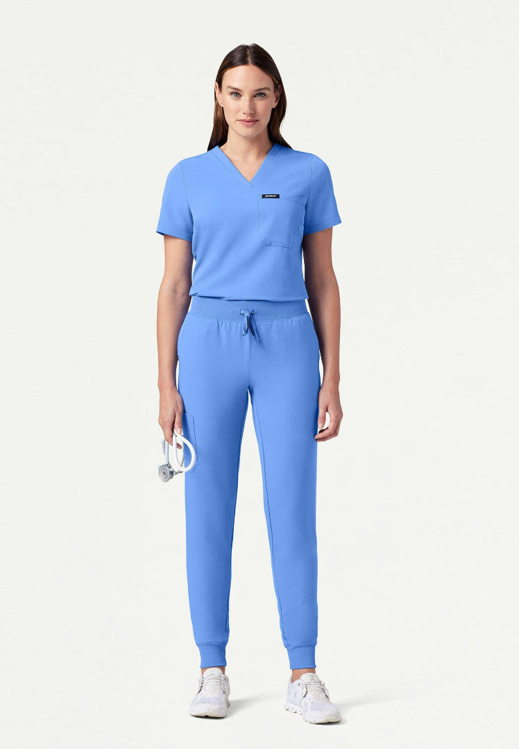 Rhena Slim Essential 1-Pocket Scrub Top - Ciel Blue