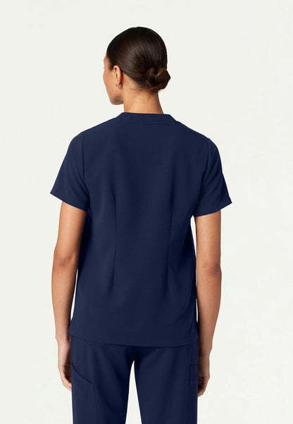 Helia Notched V-Neck Scrub Top - Midnight Navy