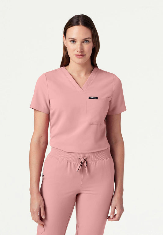 Rhena Slim Essential 1-Pocket Scrub Top - Mauve