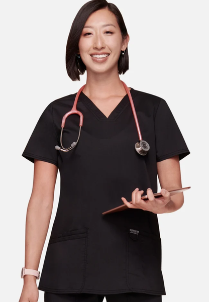 Cherokee Workwear Revolution 620 - Camiseta médica con cuello en V - Negra