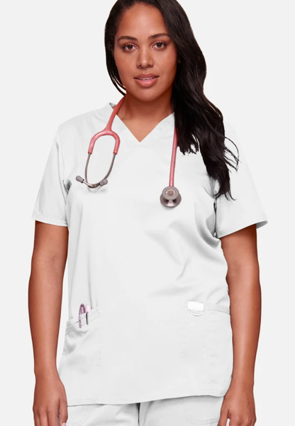 Haut d'uniforme médical à col en V Cherokee Workwear Revolution 620 - Blanc