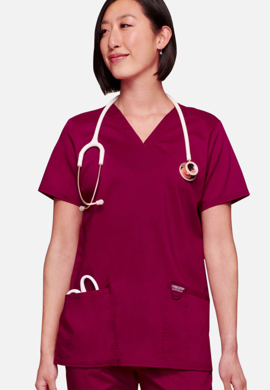 Cherokee Workwear Revolution 620 V-Neck Scrub Top - Wine