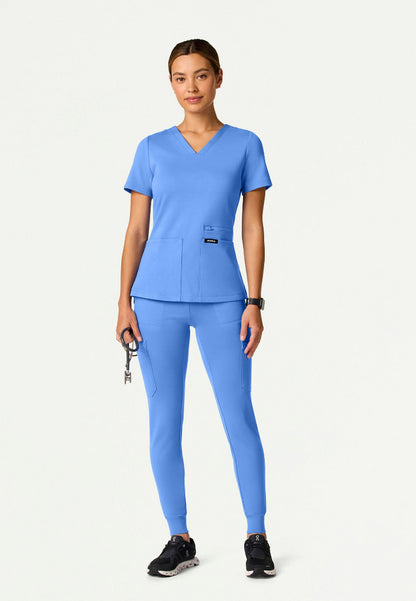 Kass Slim 4-Pocket UltraSOFT Scrub Top - Ciel Blue