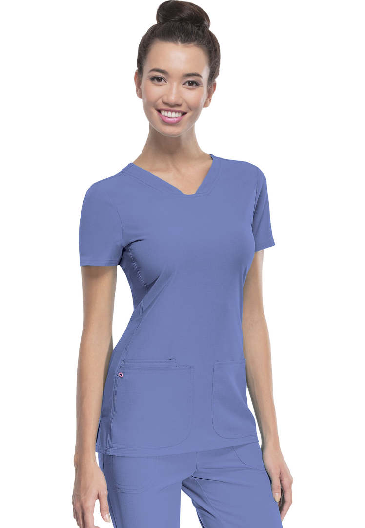 HeartSoul Shaped V-Neck Top - Ciel Blue - The Uniform Store