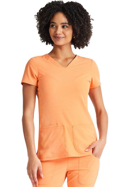 HeartSoul Shaped V-Neck Top - Cantaloupe - The Uniform Store