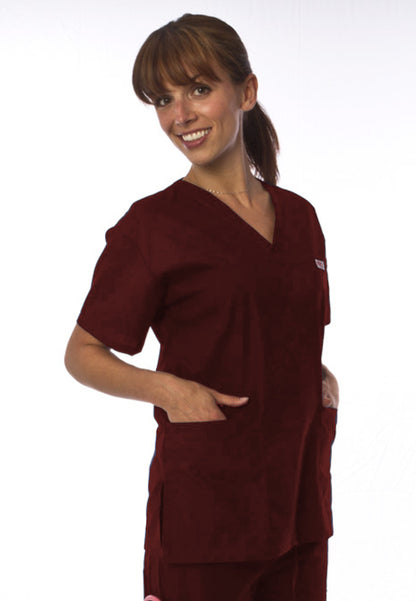 Uniformes Professional Choice - Blusa médica unisex con cuello en V 221 - Borgoña