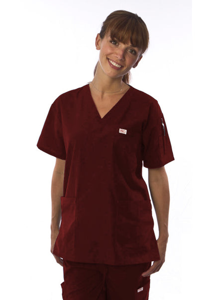Uniformes Professional Choice - Blusa médica unisex con cuello en V 221 - Borgoña