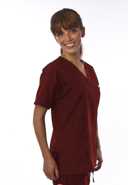 Uniformes Professional Choice - Blusa médica unisex con cuello en V 221 - Borgoña
