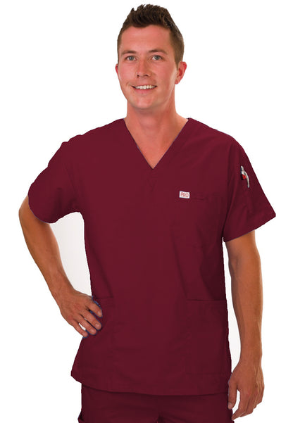 Uniformes Professional Choice - Blusa médica unisex con cuello en V 221 - Borgoña
