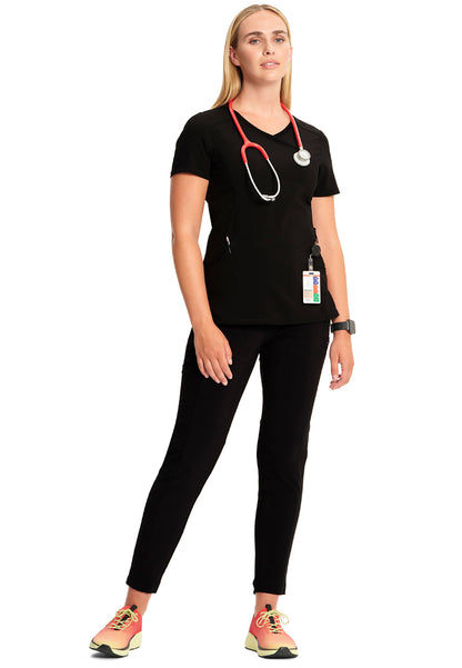 Cherokee Mock Wrap Scrub Top - Black