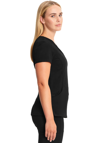 Cherokee Mock Wrap Scrub Top - Black