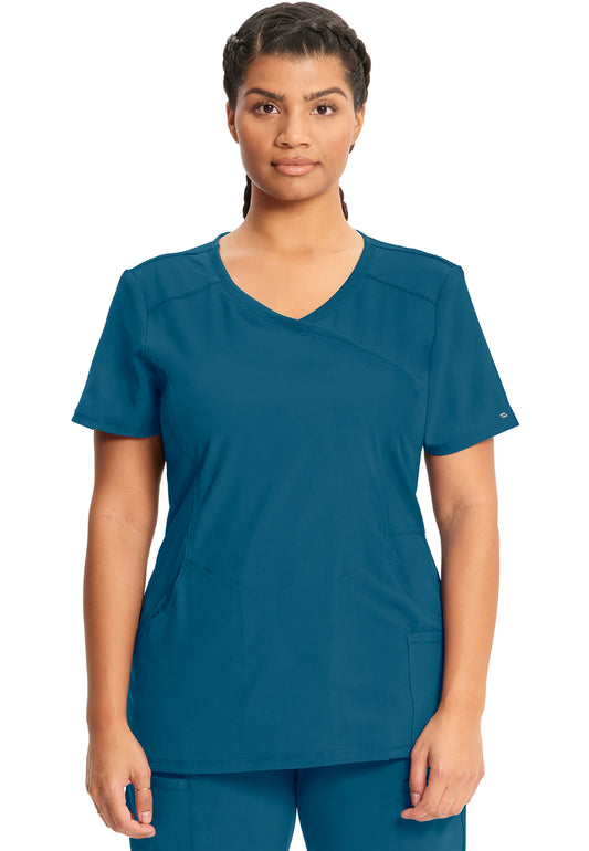 Cherokee Mock Wrap Scrub Top - Caribbean