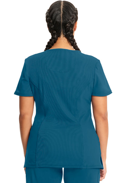 Cherokee Mock Wrap Scrub Top - Caribbean