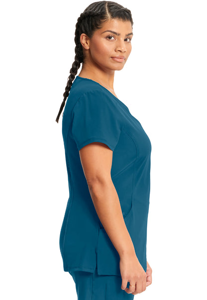 Cherokee Mock Wrap Scrub Top - Caribbean