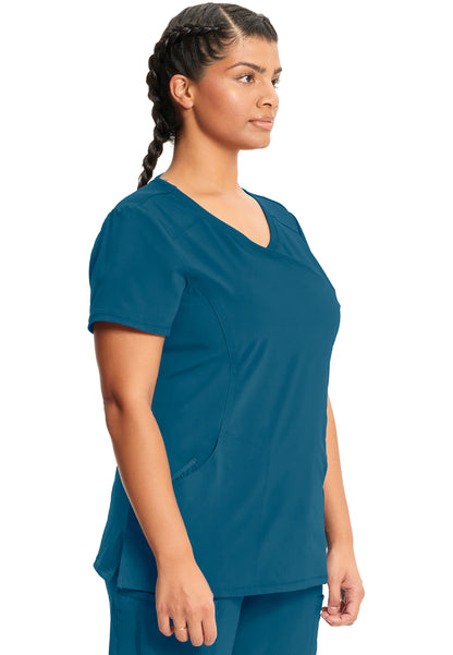 Cherokee Mock Wrap Scrub Top - Caribbean