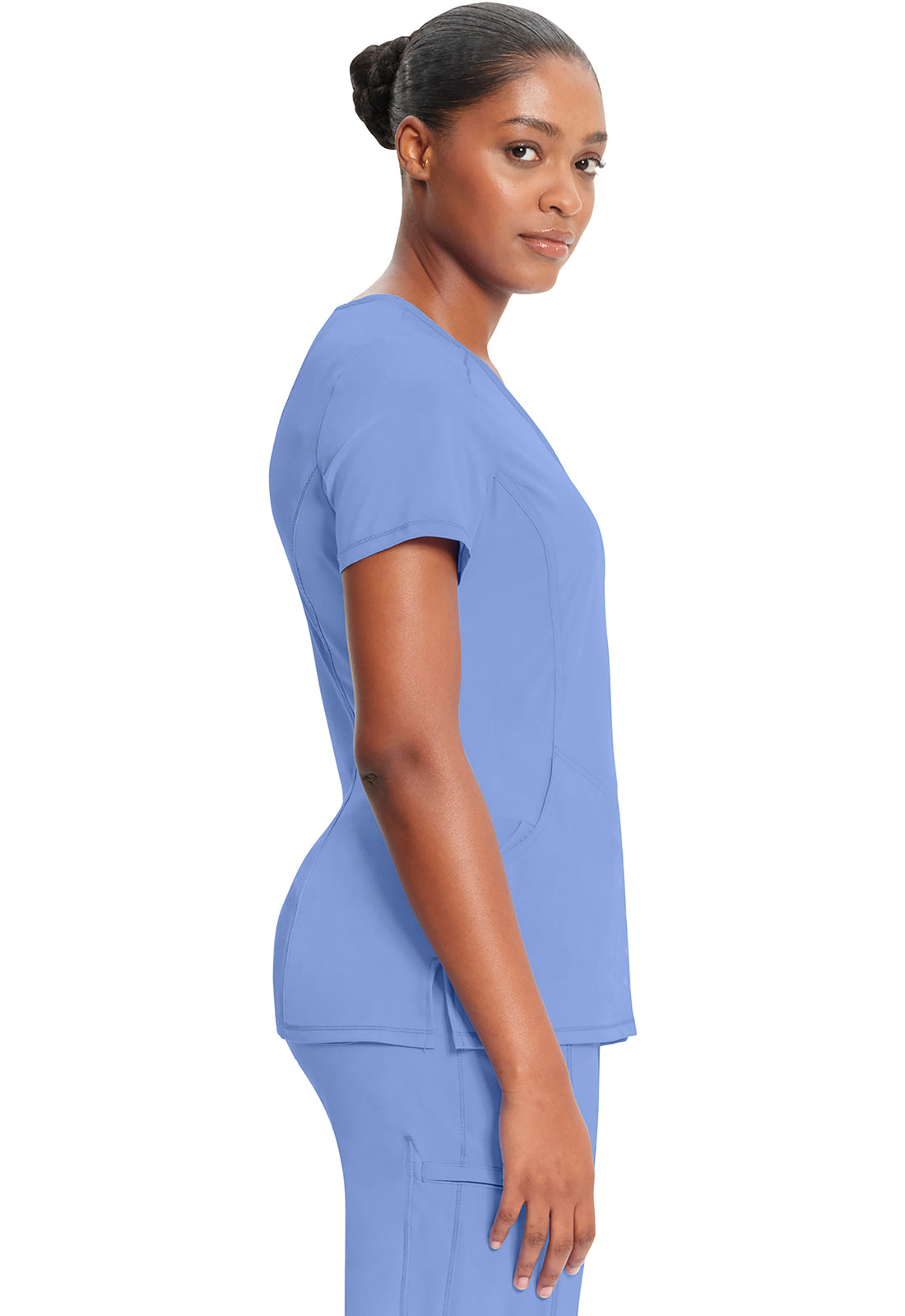 Cherokee Mock Wrap Scrub Top - Ciel Blue