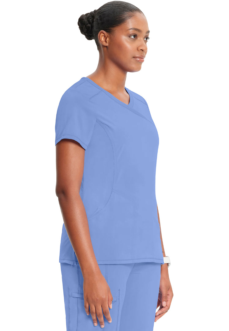 Cherokee Mock Wrap Scrub Top - Ciel Blue