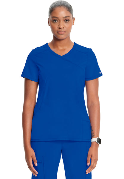 Cherokee Mock Wrap Scrub Top - Galaxy