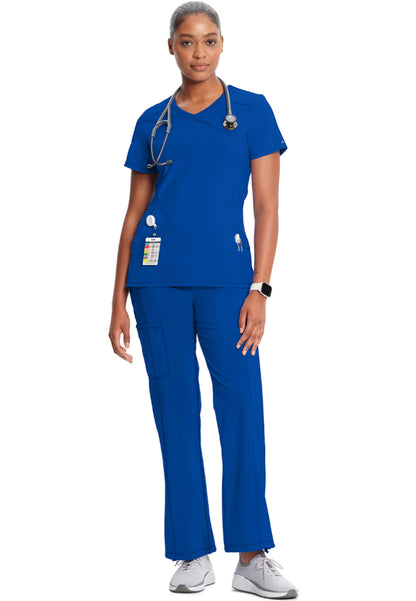 Cherokee Mock Wrap Scrub Top - Galaxy