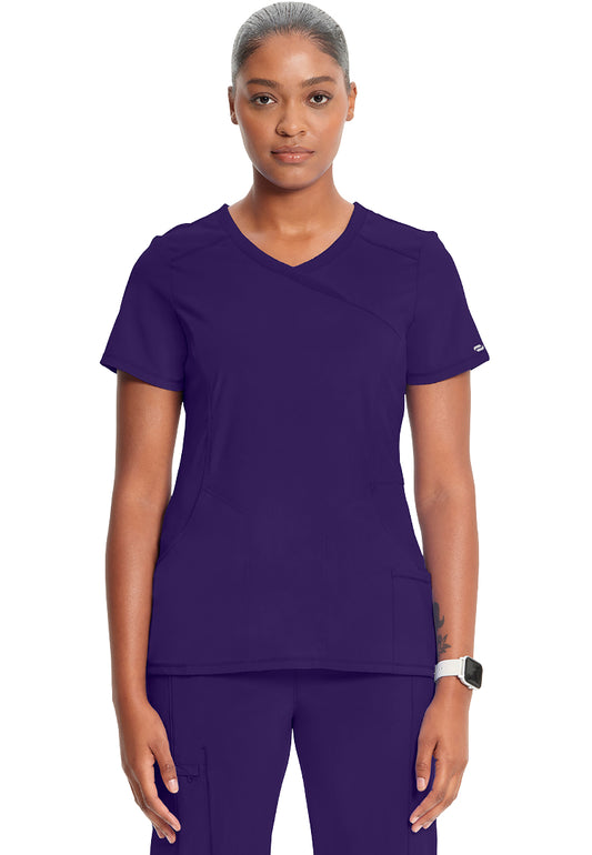 Cherokee Mock Wrap Scrub Top - Grape