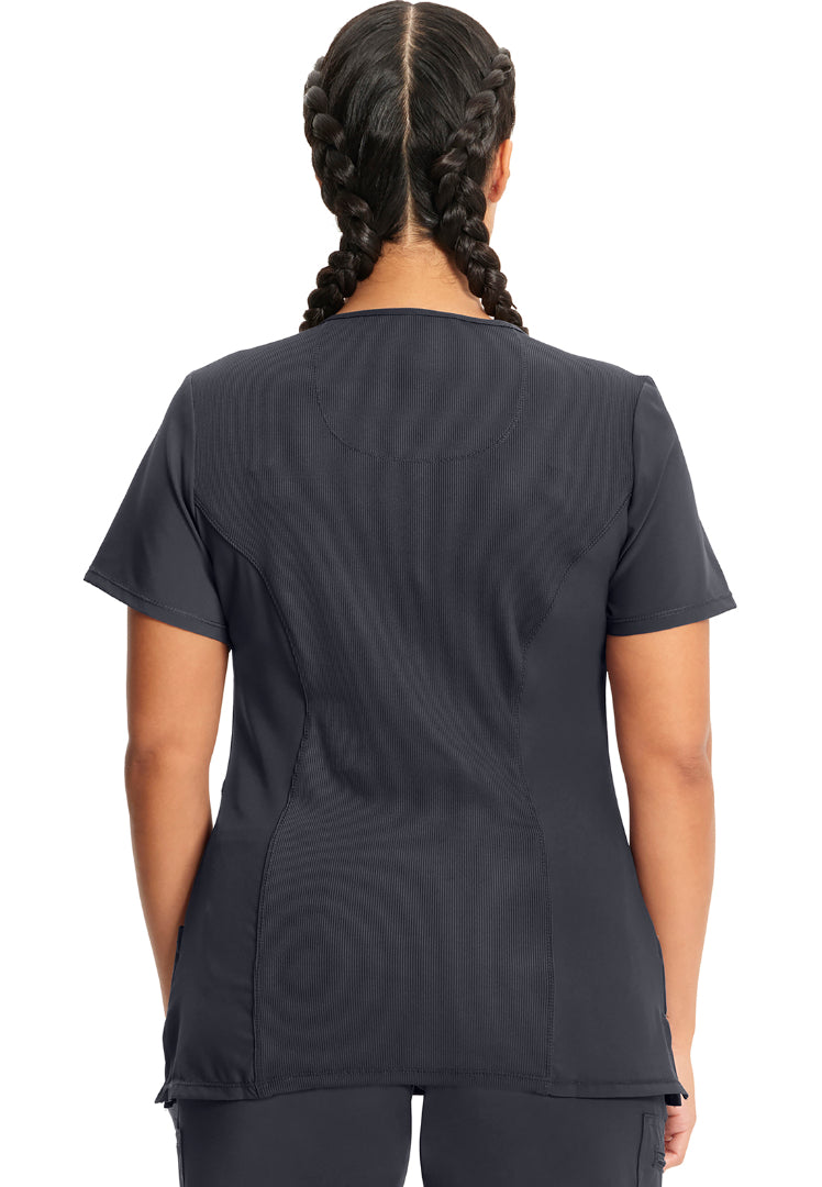 Cherokee Mock Wrap Scrub Top - Pewter