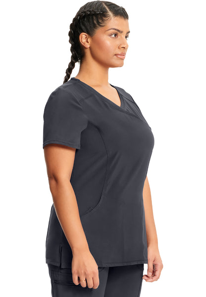 Cherokee Mock Wrap Scrub Top - Pewter