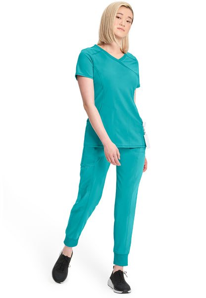 Cherokee Mock Wrap Scrub Top - Teal