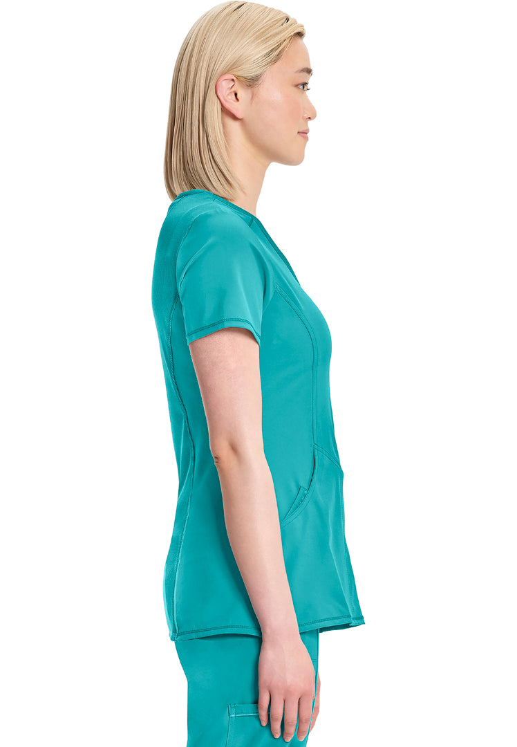 Cherokee Mock Wrap Scrub Top - Teal